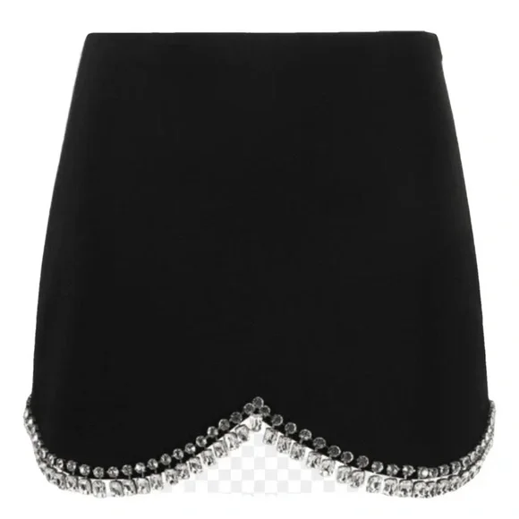 AREA Scallop Mini Skirt with Crystal Embellishments Size US 4 - Picture 1 of 7